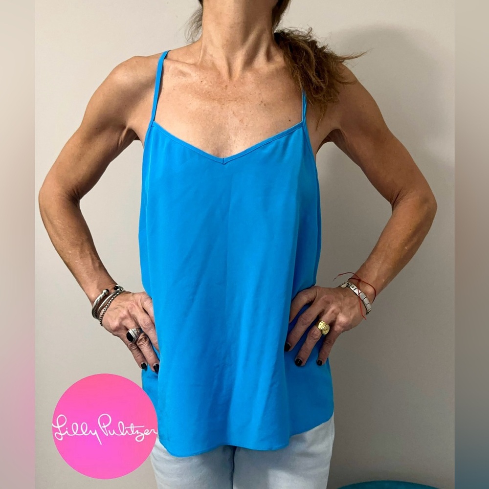 Lilly Pulitzer Dusk tank top in silk racer back w adjustable spaghetti straps XS